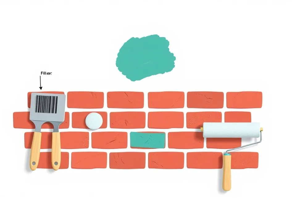 Outils de peinture disposés dans l'ordre des étapes du chantier