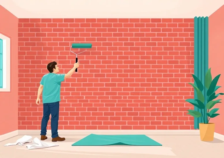Peintre appliquant la peinture au rouleau sur un mur de salon
