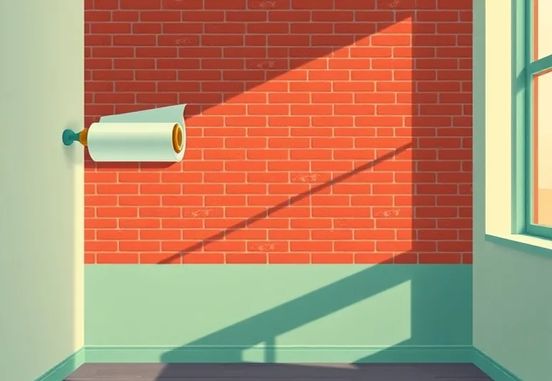 Pose de papier peint, rouleau et brosse à maroufler